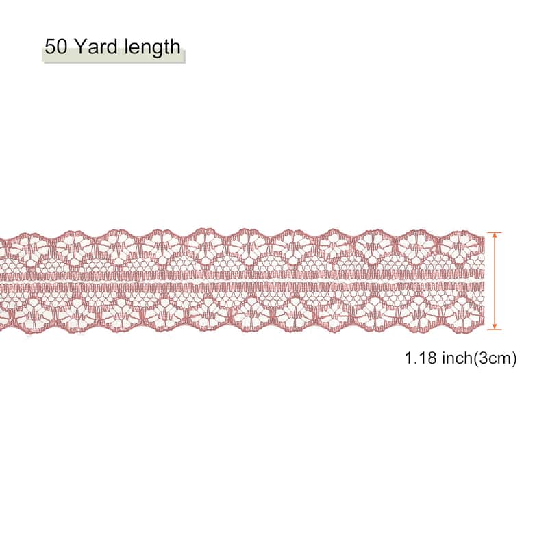 1.2 Inch Wide 25 Yard Lace Ribbon Floral Pattern Lace Trim Ribbon - Dark Purple - 50 Yard