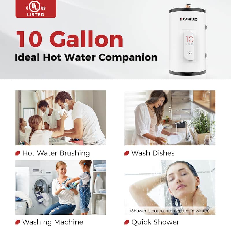 CAMPLUX 10 Gallon 1.5kW Point of Use Tank Electric Water Heater