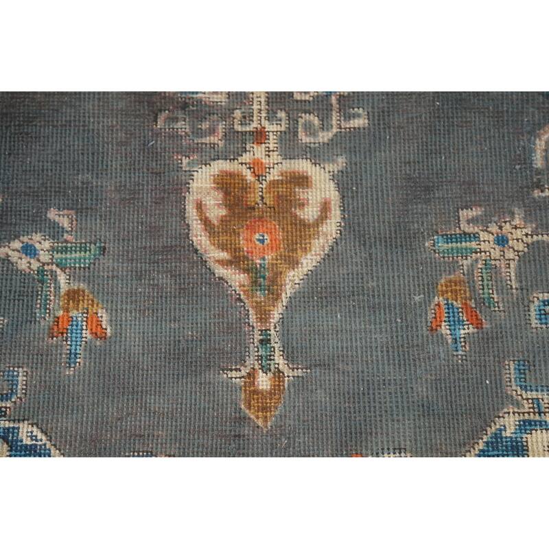 Hand Knotted Oriental 100% Wool Carpet Traditional Medallion Navy Blue & Blues Tabriz Area Rug - 5' 7'' X 4' 3''