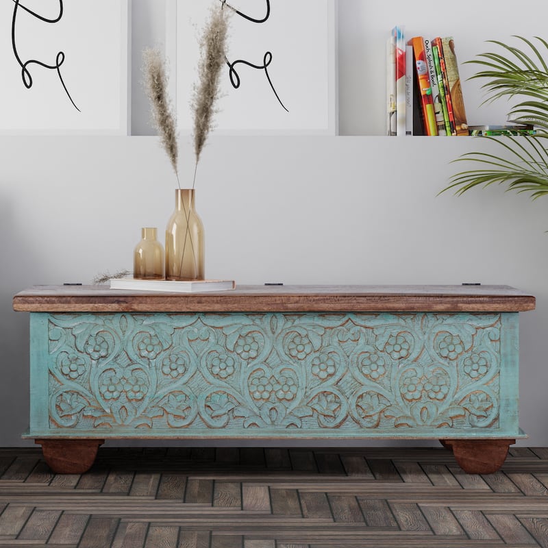 Maadze Shabby Chic 42.5 inch long Carved Storage Trunk