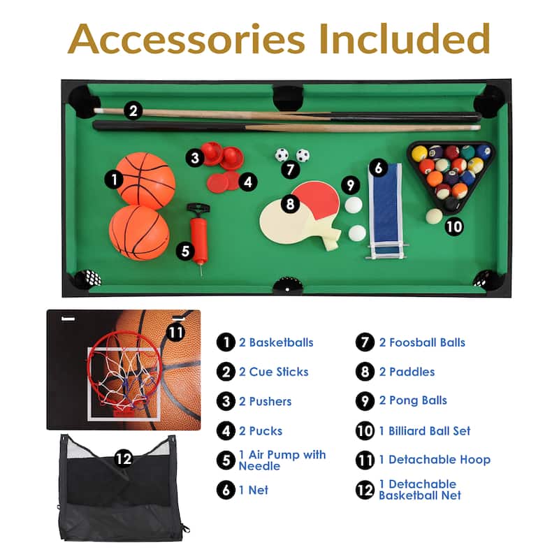 Sunnydaze 2-Player 5-in-1 Multi-Game Table - 45"