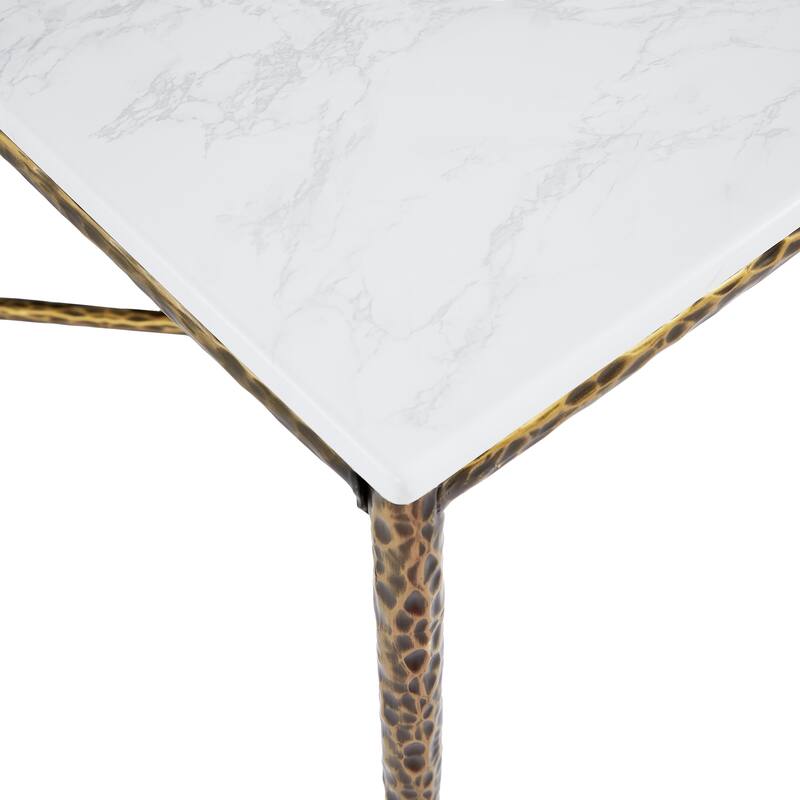 Christopher Knight Home - Modern Rectangular Dining Table with Faux Marble Tabletop & X-Shaped Foraged Metal Base - 70.87"L