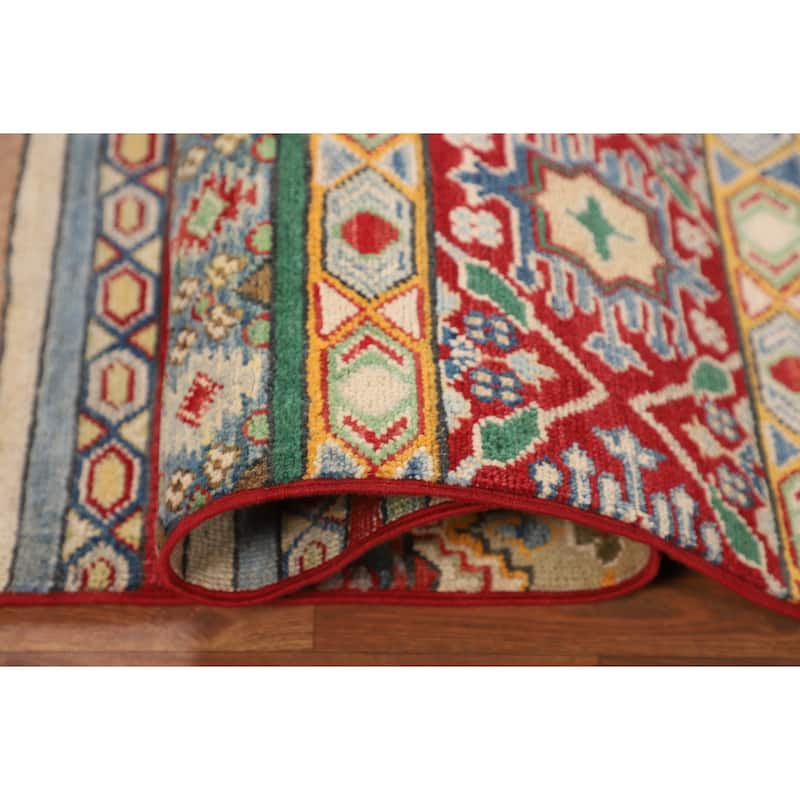 Kazak Oriental Area Rug Handmade Multi-Color Wool Carpet - 5'3" x 6'6"
