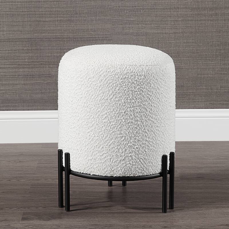Renwil Cynthia Indoor Boucle Ottoman, Off-White