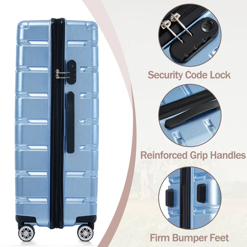 Hardshell Luggage Set 3 Piece, Durable ABS+PC Travel Suitcase with Spinner Wheels for Men Women (20/24/28 Inch)