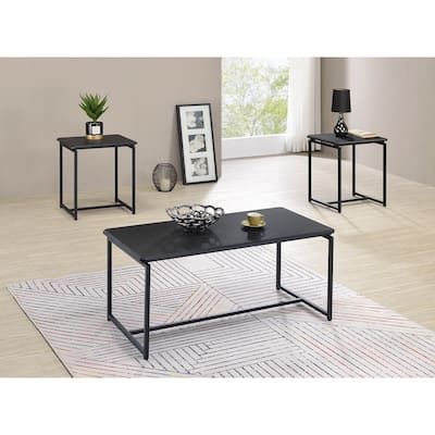 GT 3 Piece Carbon Fiber Wrap Coffee Table and End Table Set