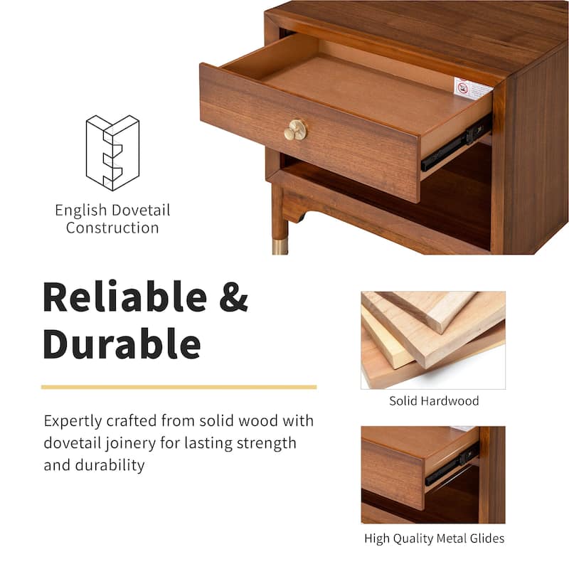 Furniture of America Forma Mid-Century Modern 2-Piece Walnut Solid Wood Storage Platform Bedroom Set