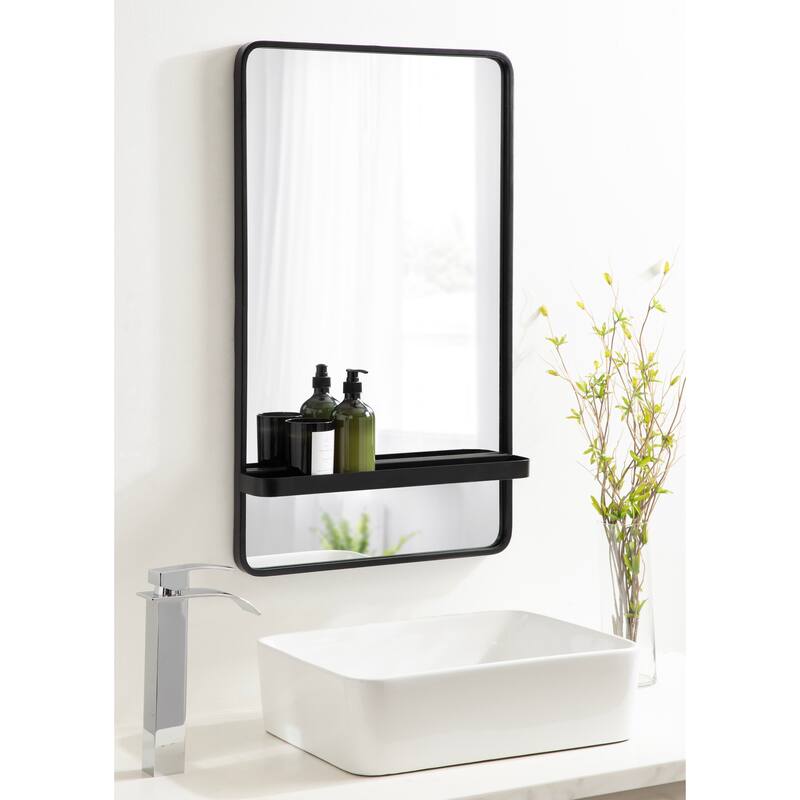 Kate and Laurel Estero Wall Rectangle Mirror with Shelf