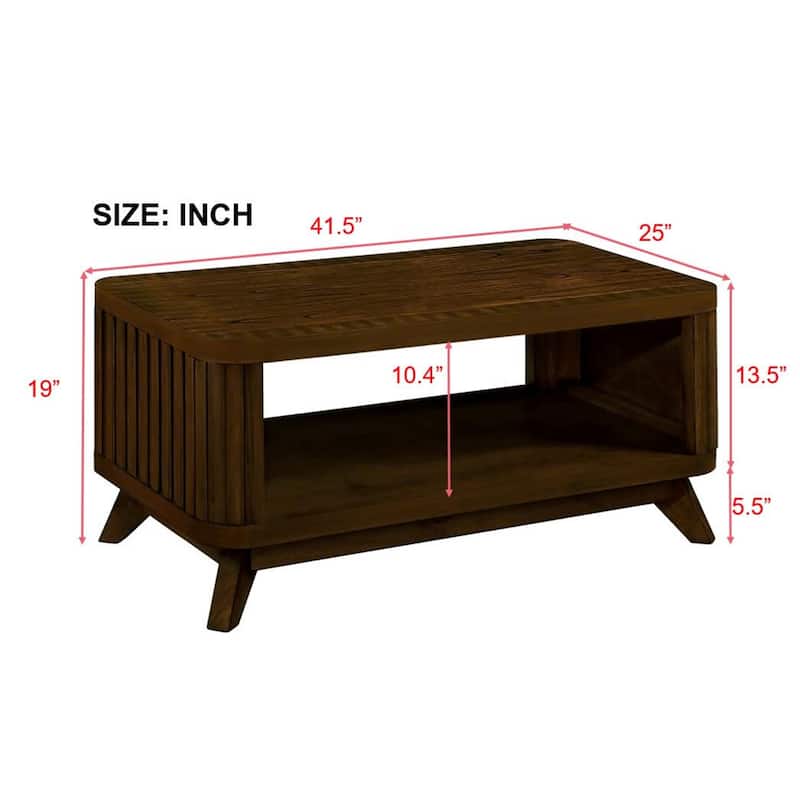Wooden Coffee with Open Storage Shelves