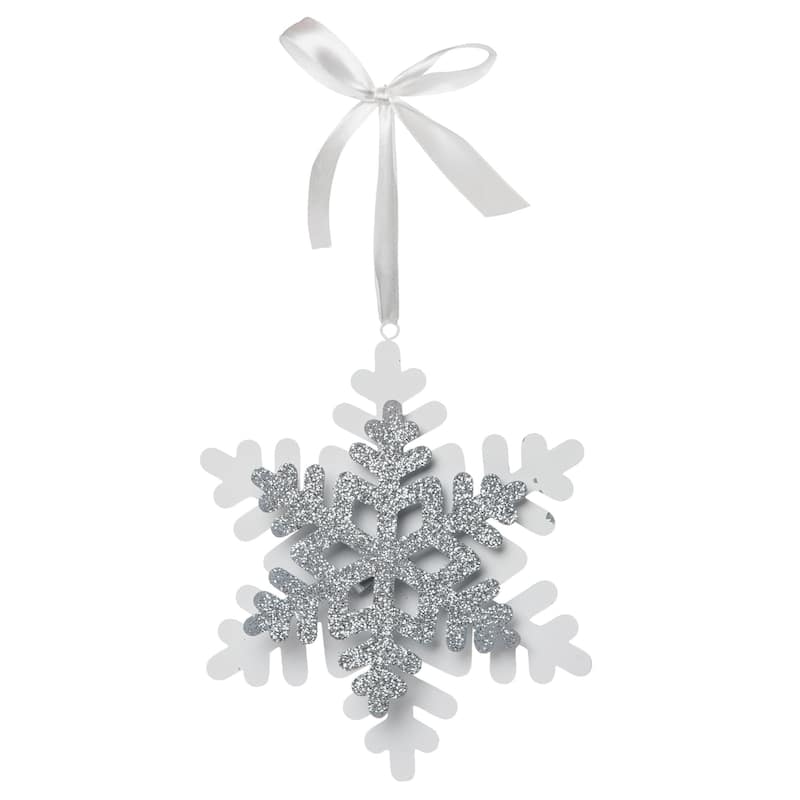 Transpac Oversized MDF Snowflake Ornament Set of 2 Christmas Home Decorations - Multicolor