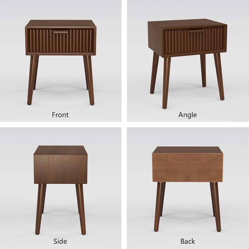 COSIEST Modern Brown End Table with Drawers
