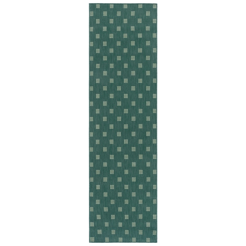 SAFAVIEH Terrace Soazig Indoor/Outdoor Washable Backyard Patio Rug - 2'3" x 8' Runner - Dark Green/Light Green