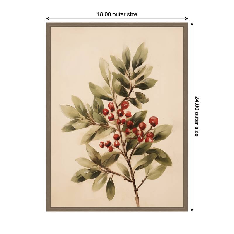 Kate and Laurel Framed Canvas Red Berry Botanical by The Creative Bunch Studio