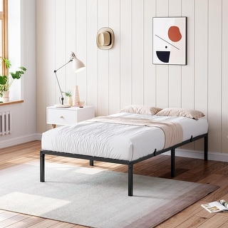 Bed Frame No Box Spring Needed, Sturdy Metal Platform Bed Frame, Basic ...