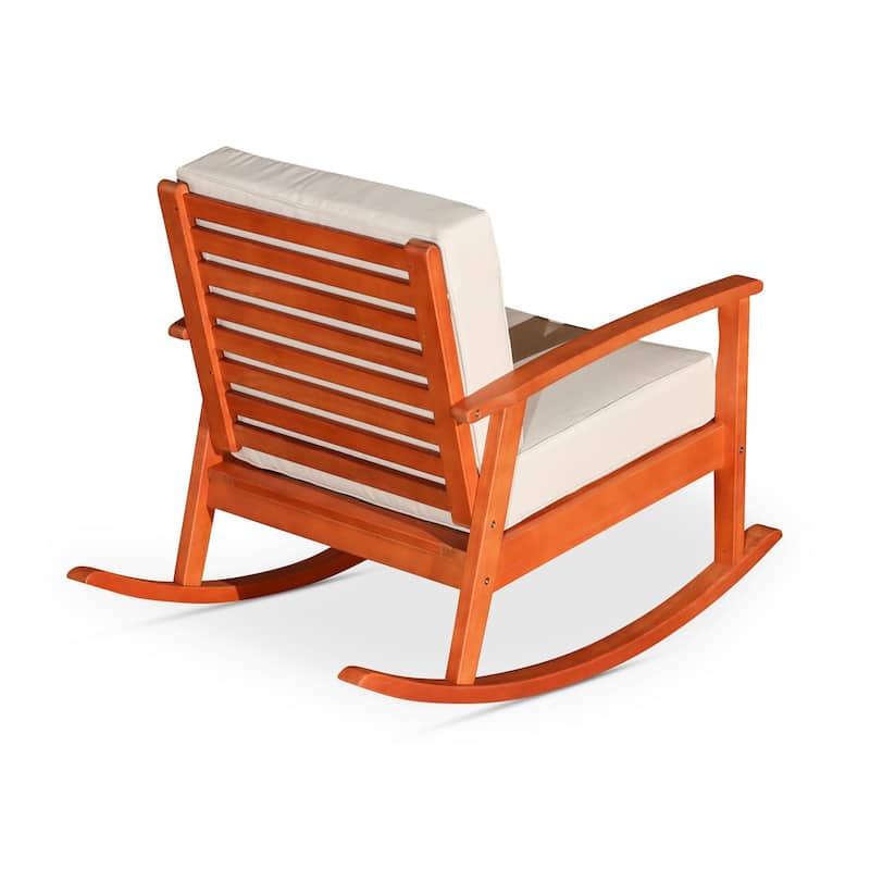 Eucalyptus Rocking Chair with Cushions, Natural Oil Finish - Natural