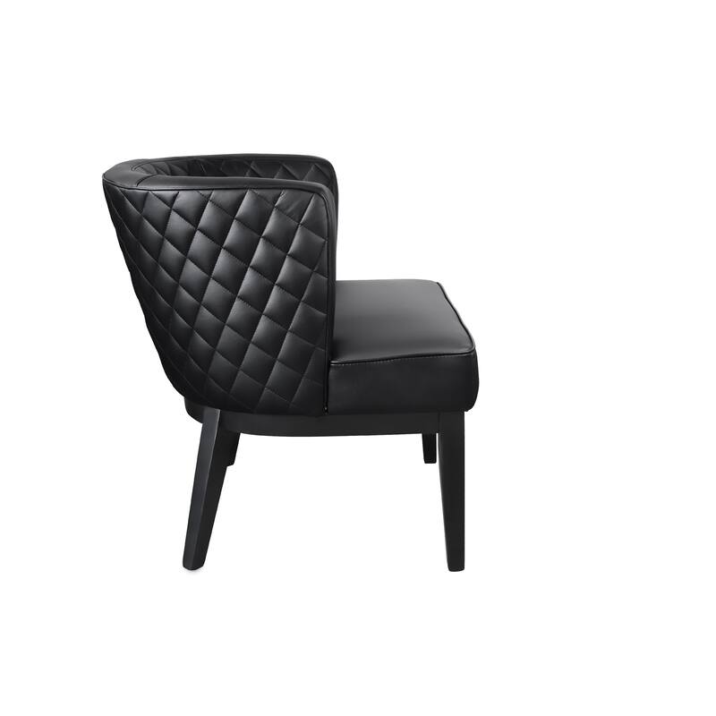 Yoma Guest Chair, Black Quilted Vinyl, Rounded Backrest
