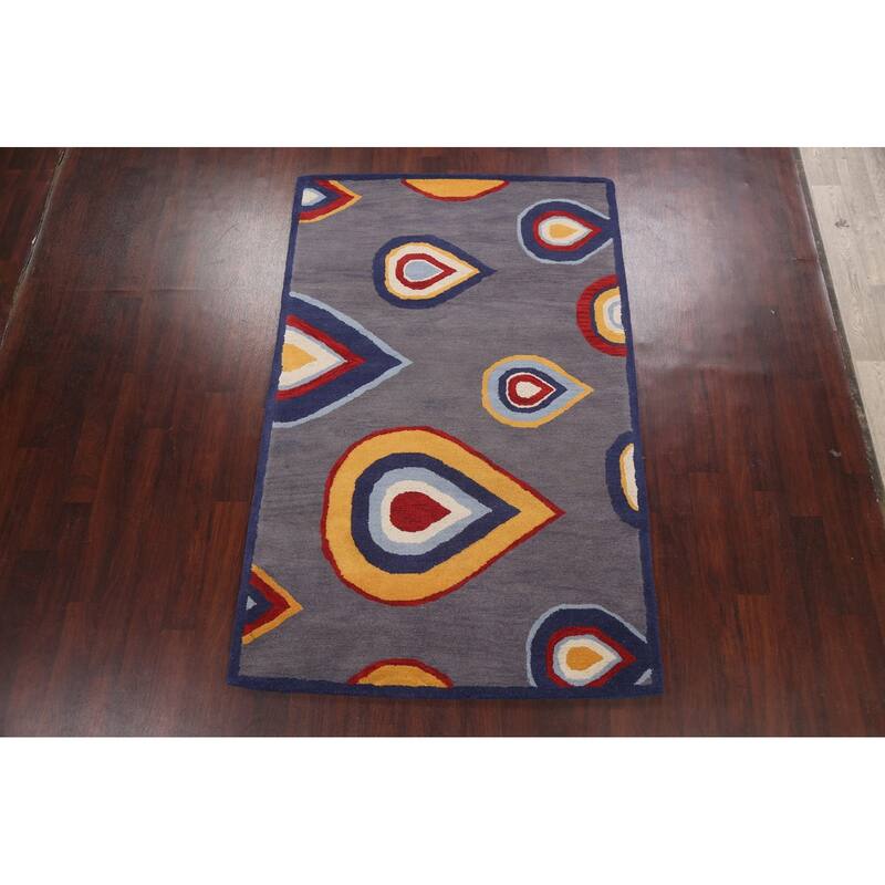 Contemporary Oriental Wool Area Rug Hand-tufted Decorative Carpet - 5'0" x 8'0"