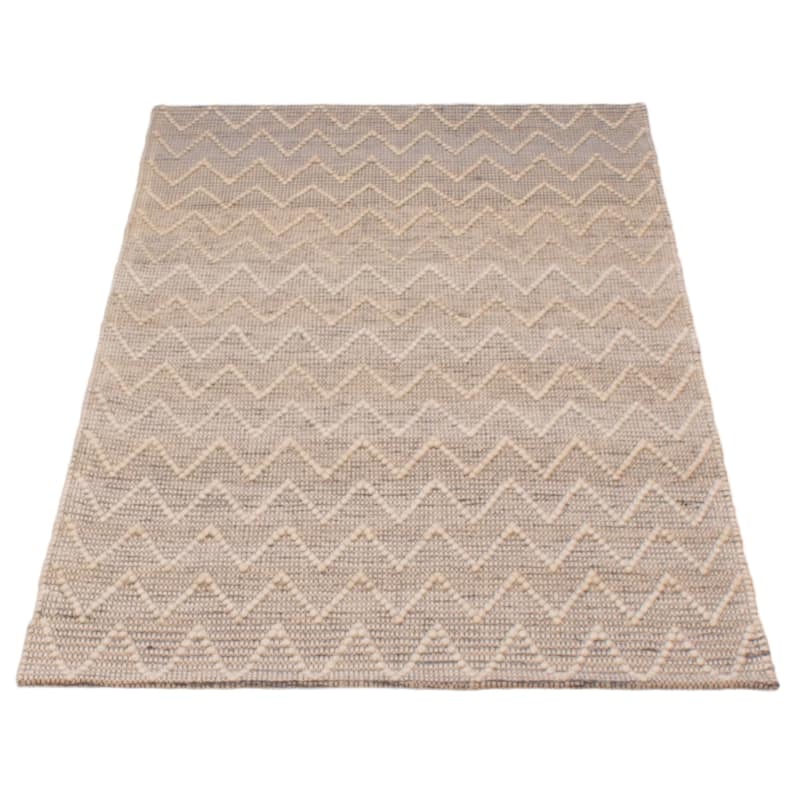 ECARPETGALLERY Braid weave Sienna Cream, Grey Wool Rug - 3'11 x 6'0
