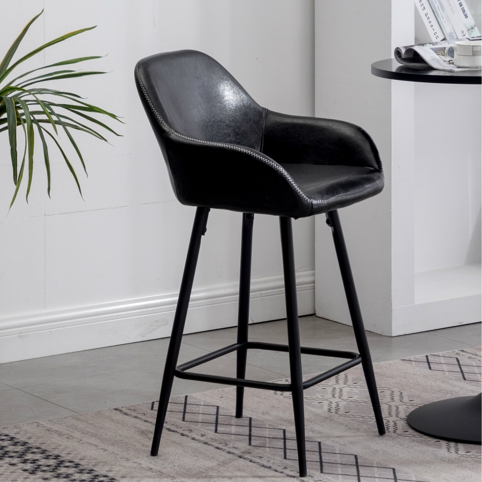 25 Bucket Upholstered Dark Accent Dining Counter Barstool Chair Set Of 2 Overstock 30016860