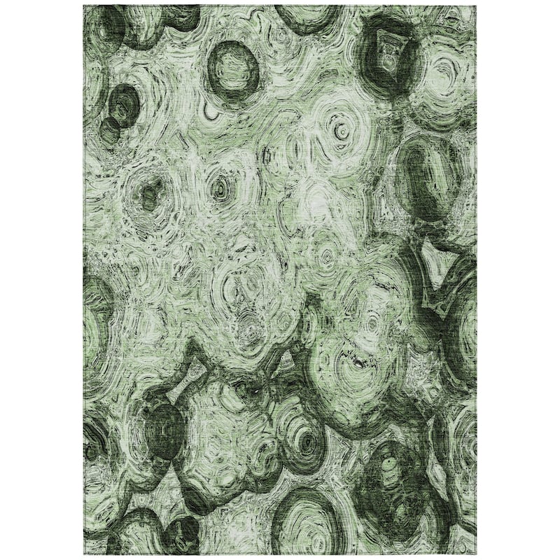 Machine Washable Indoor/ Outdoor Chantille Abstract Waves Rug