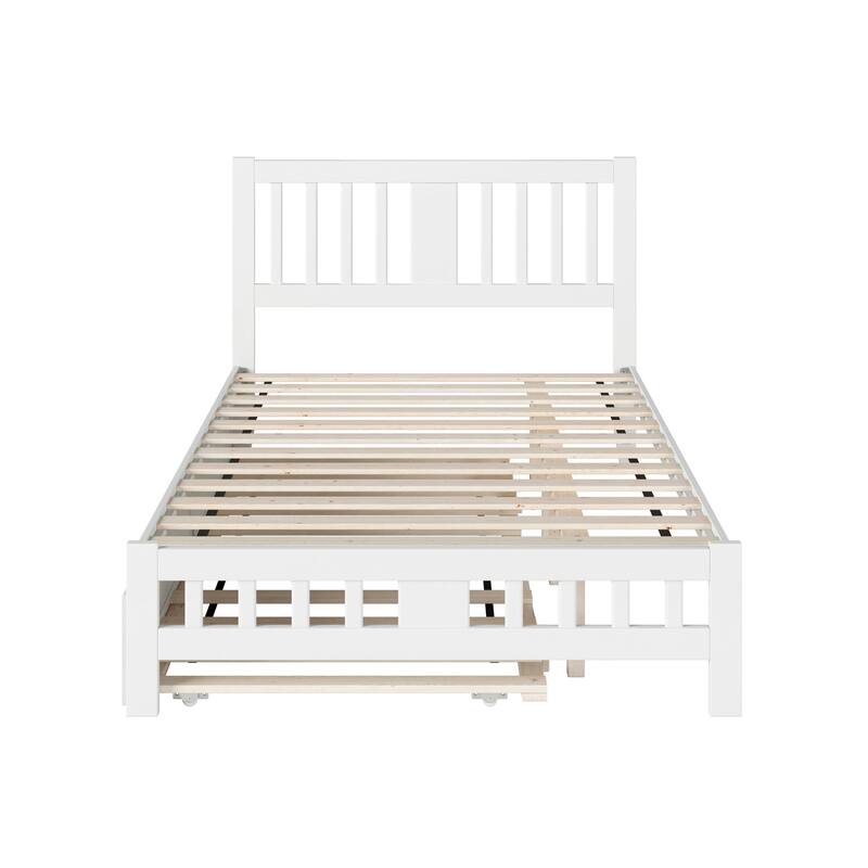 Tahoe Full Platform Bed with Matching Footboard & Twin Trundle in White