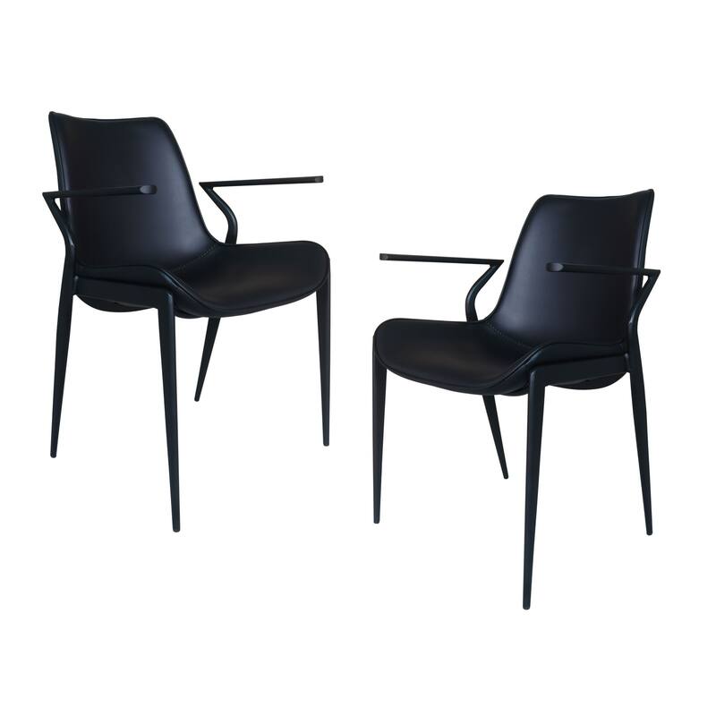 Modrest Osprey Modern Black Vegan Leather Dining Chair (Set of 2)