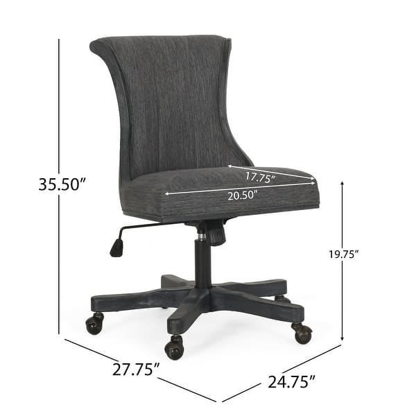 dimension image slide 3 of 8, Coulee Upholstered Roll Back Swivel Office Chair by Christopher Knight Home - 24.75" L x 27.75" W x 35.50-40.00" H