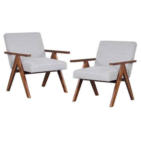 slide 2 of 16, Costway 2 PCS Modern Accent Chair Linen Fabric Armchair with Solid - See Details Grey