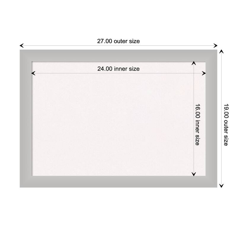 Low Luster Silver Wood Framed White Corkboard Bulletin Board - Board Size 24x16