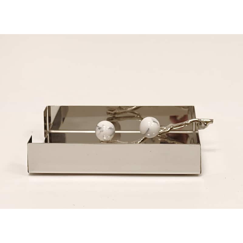 Tissue Holder Silver with Clear Ball - 9"L