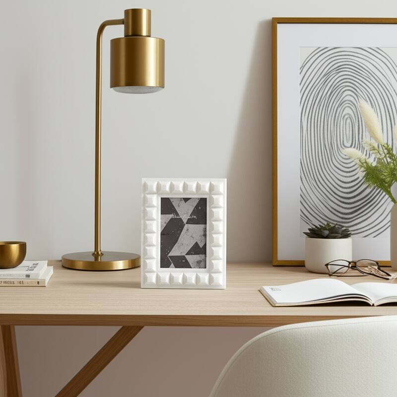 Resin Block Border Decorative Photo Frame - White