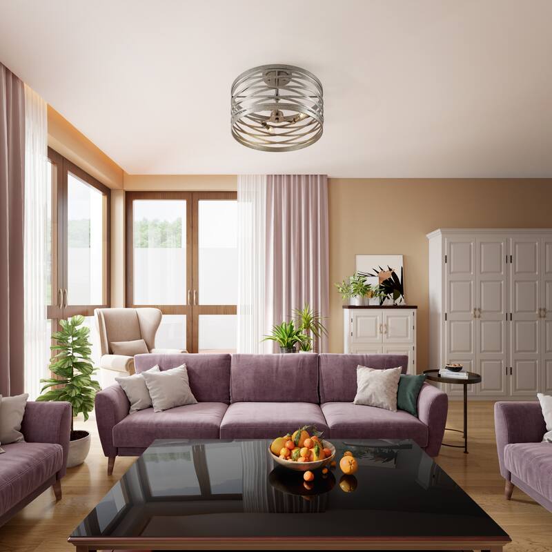 929 Lighting 3 Light Metal Semi-Flush Ceiling Mount in Multiple Finishes - Antique Nickel