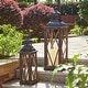 preview thumbnail 7 of 49, Glitzhome 2-Piece Oversize Farmhouse Wood/ Metal Hanging Candle Holders Decorative Lanterns