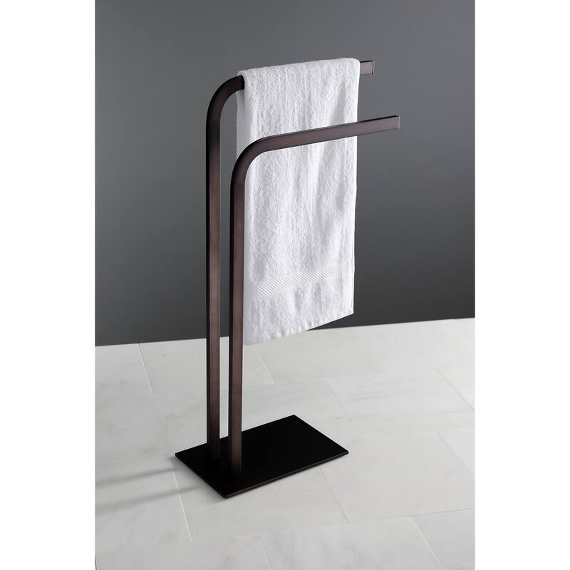 Edenscape Pedestal Dual Towel Rack in Brushed Nickel