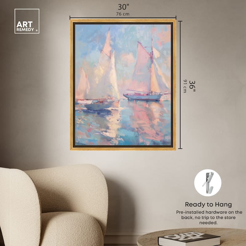 Art Remedy Set Sail Framed Sailing 1 Piece Canvas Wall Art