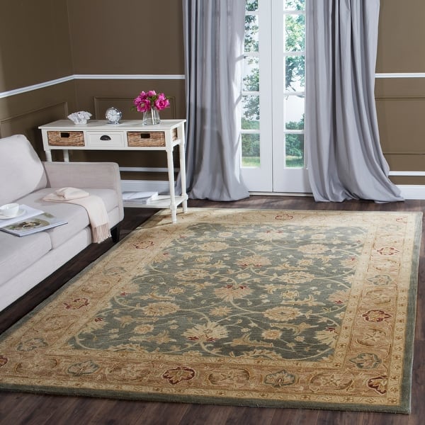 slide 2 of 16, SAFAVIEH Handmade Antiquity Donie Traditional Oriental Wool Rug 6' x 9' - Teal Blue/Taupe - Rectangle