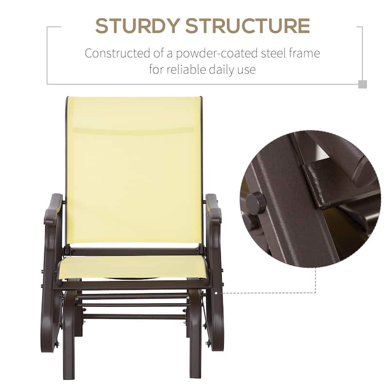 Outsunny Outdoor Swing Glider Chair, Patio Mesh Rocking Chair with Steel Frame for Backyard, Garden and Porch