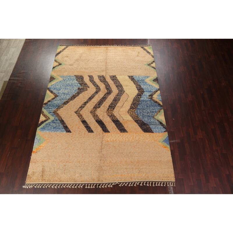 Geometric Tribal Moroccan Area Rug Wool Hand-knotted Oriental Carpet - 9'1" x 12'10"