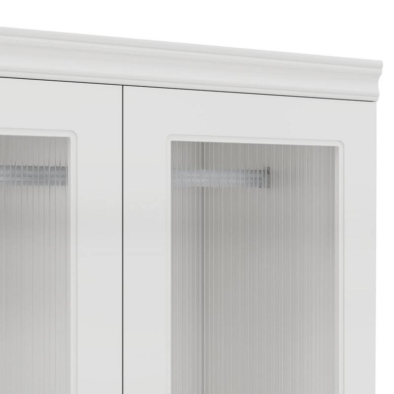 HomeRoots 71" White Wood Two Door Two Drawer Combo Dresser