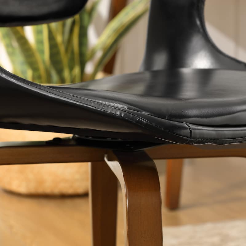 Art Leon Set of 4 Wood and Faux Leather Swivel Chairs