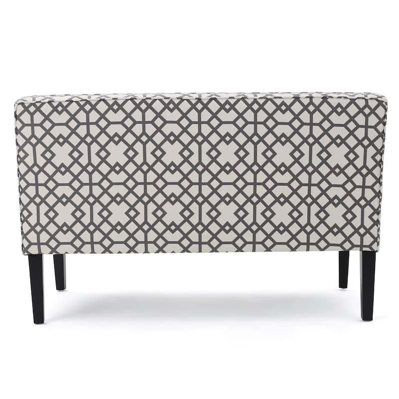 Grey Upholstered Loveseat 2-Seater Sofa Couch with Wood Legs, Unique Padded Settee Couch for Living Room