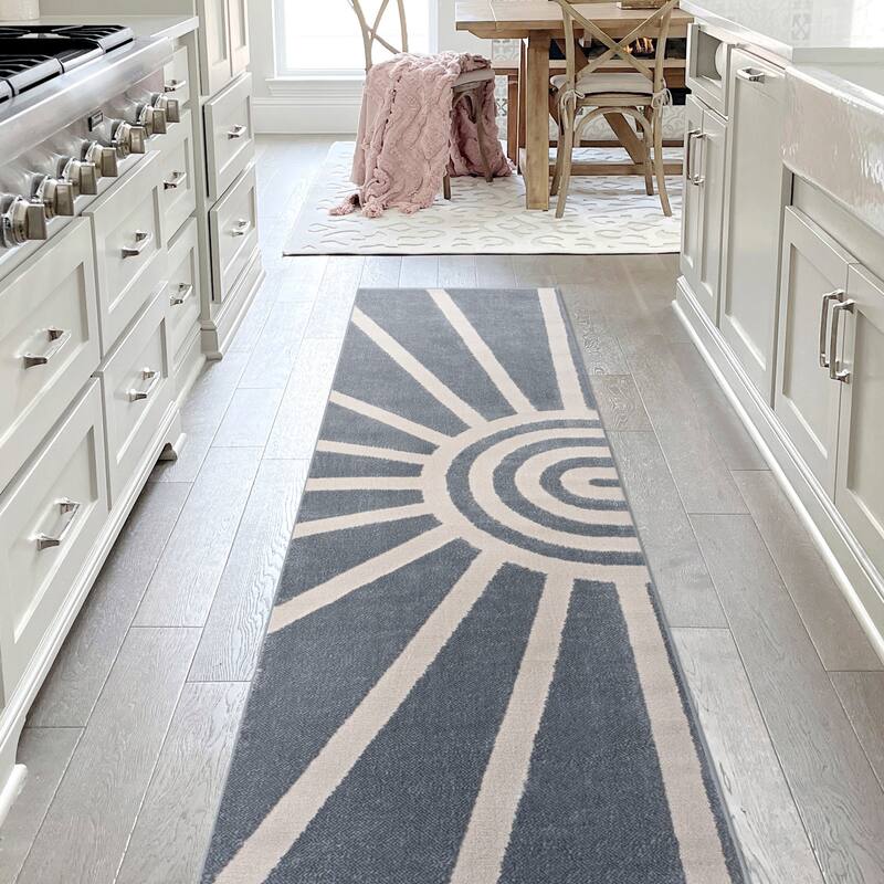 JONATHAN Y Alcina MidCentury Scandinavian Abstract Sun Two-Tone High-Low Area Rug