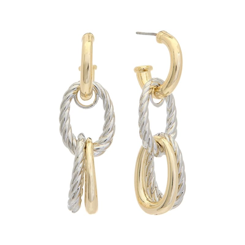 Juvell Two Tone Gold Plated Brass Dangling Link Earrings - N/A