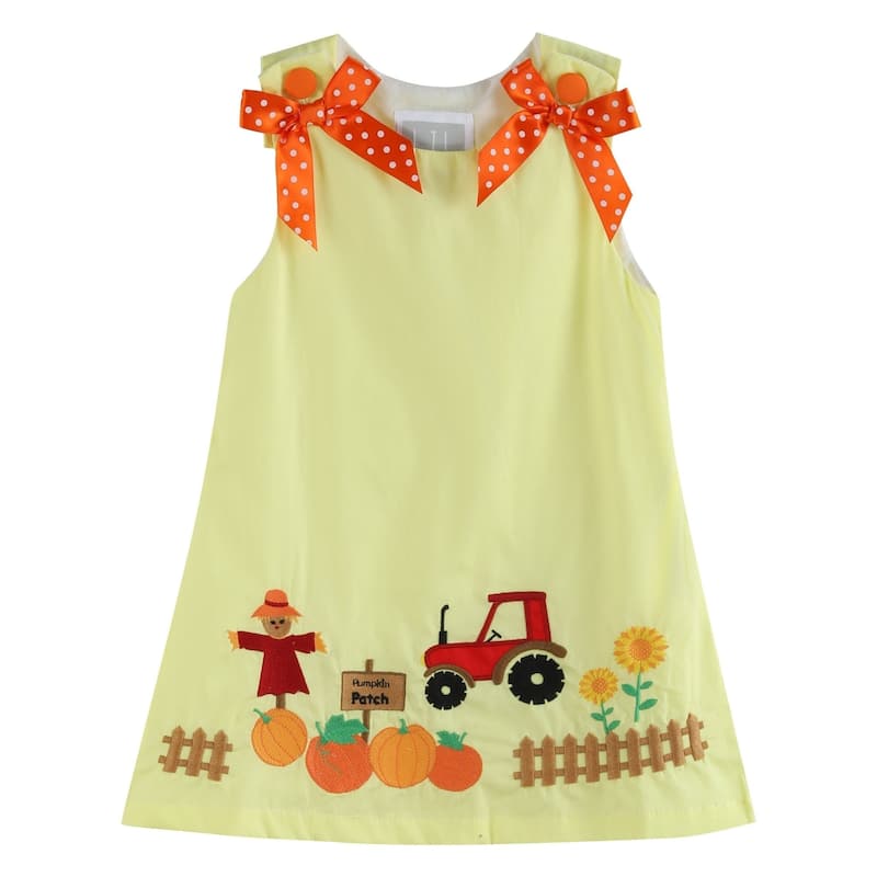 Lil Cactus Yellow Pumpkin Patch Bow Dress