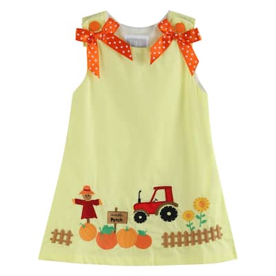 Lil Cactus Yellow Pumpkin Patch Bow Dress