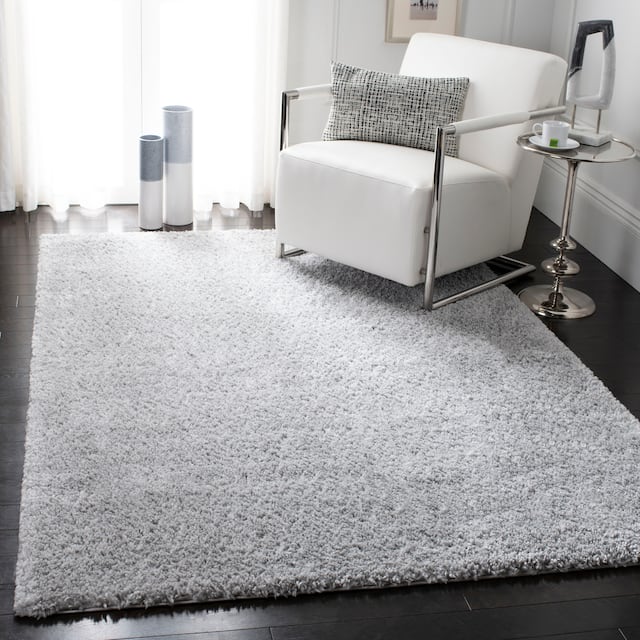 SAFAVIEH August Shag Solid 1.2-inch Thick Area Rug - 10' x 14' - Silver