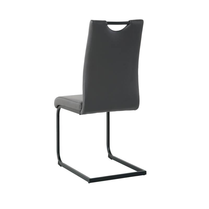 PU 2 Piece Kitchen Dining Chair Set with Cushions, Black Metal Legs, High Back for Dining Room Kitchen Living Room Bedroom