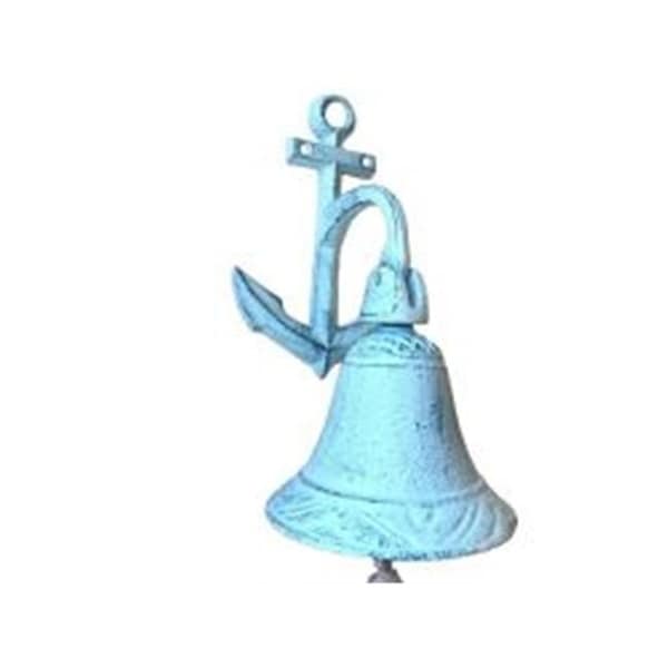8 In Whitewashed Cast Iron Wall Hanging Anchor Bell Light Blue Whitewashed Cast Iron Wall Hanging Anchor Bell Light Blue