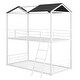 preview thumbnail 27 of 25, Twin Over Twin Full-length Guardrails Bunk Bed Metal Bed with Half Roof, Guardrail and Ladder