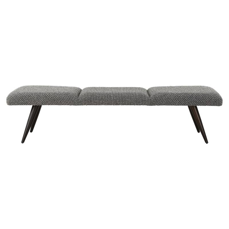 Striped Boucle Upholstered Bench - 72.5" - Charcoal and Gray